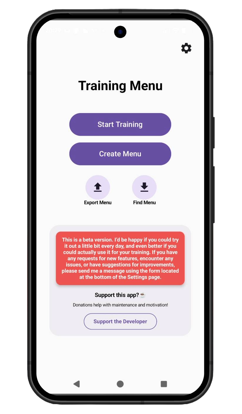 Training Menu Mockup